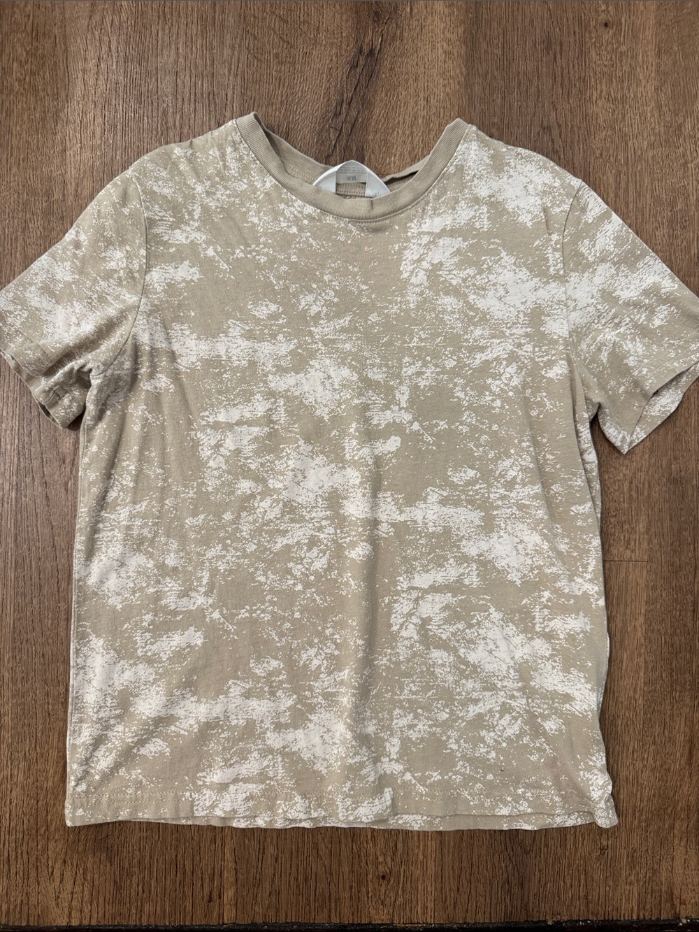 H&M Kids Short Sleeve Tee in Tan and White Marble Print
